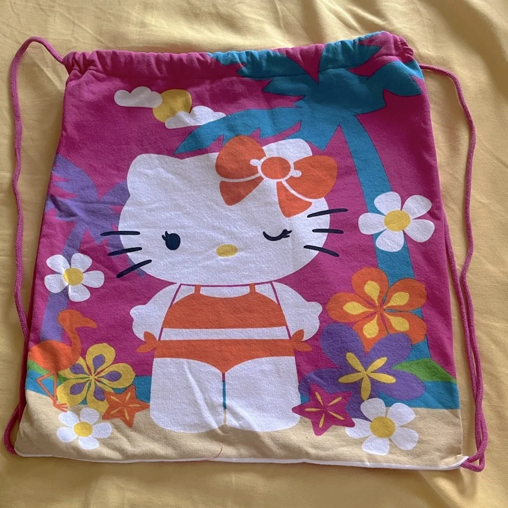 Hello Kitty Floral Pink Drawstring Bag